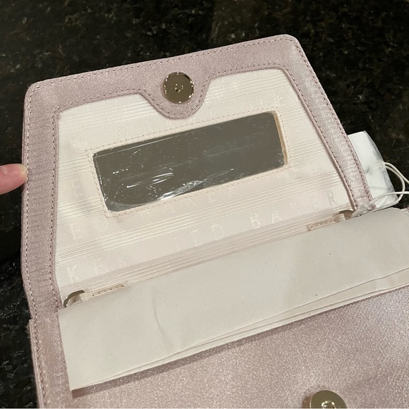 New Ted Baker MINAA Bow Detail Evening Bag, Pale Pink Satin Clutch, Formal Purse - Picture 5 of 16